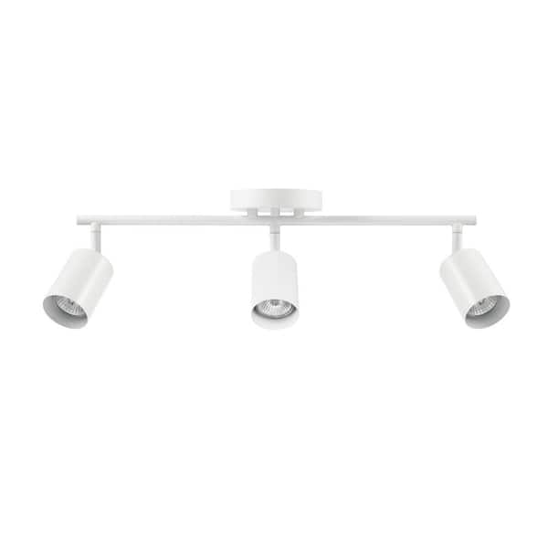 Globe Electric Pratt 2 ft. Matte White 3-Light Hard Wired Track Lighting Kit with Pivoting Cylinder Track Heads