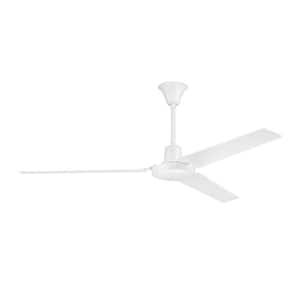 Utility 56 in. 4 Speed Downrod Mount Heavy-Duty White Finish Ceiling Fan with Wall Control Included