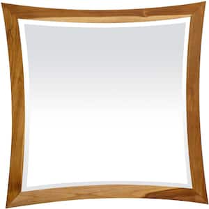 Curvature 36 in. W x 35 in. H Framed Rectangular Beveled Edge Bathroom Vanity Mirror in Natural