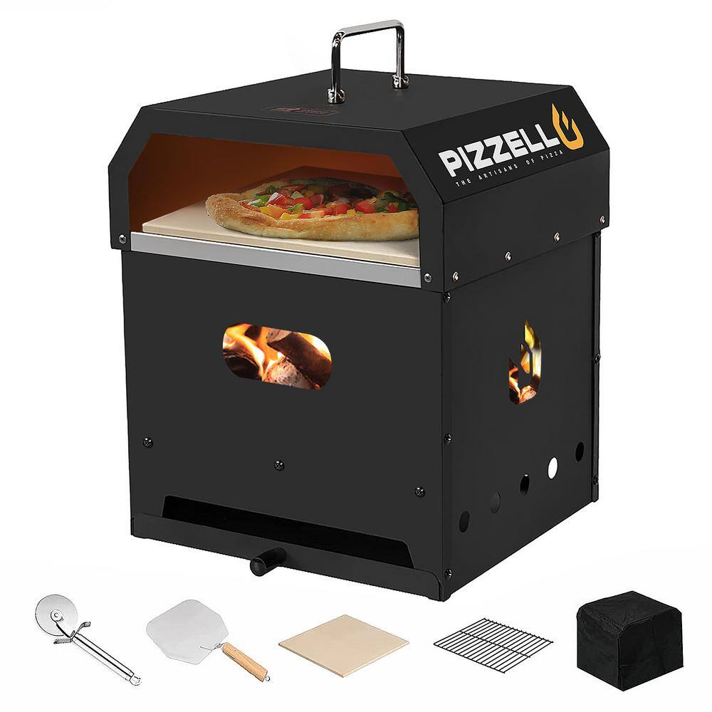  PIZZELLO 16 Portable Pellet Pizza Oven Outdoor Wood Fired Pizza  Ovens Included Pizza Stone, Pizza Peel, Fold-up Legs, Cover, Pizzello Forte  (Black) : Patio, Lawn & Garden