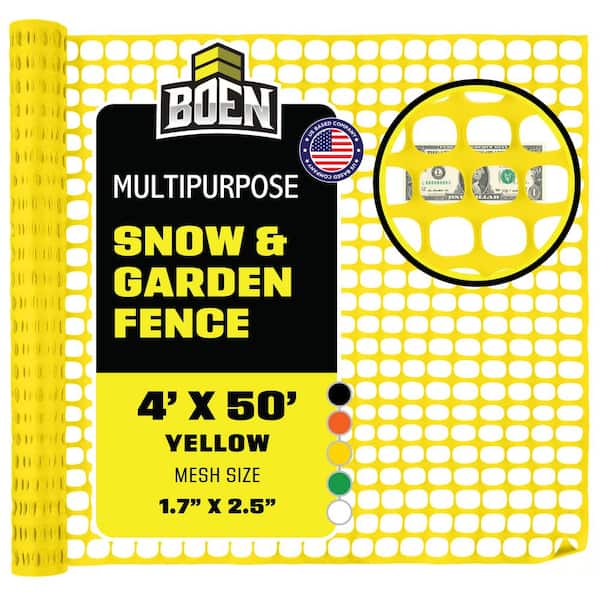 BOEN 4 ft. x 50 ft. Yellow Construction Snow/Safety Barrier Fence