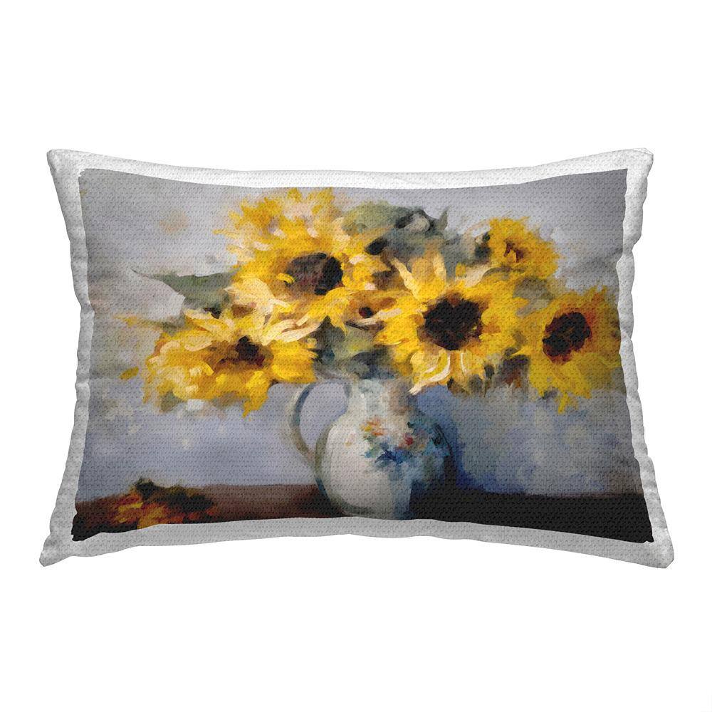 Rustic Sunflower Vase Yellow Rectangular Outdoor Throw Pillow price history on PriceWatchPro