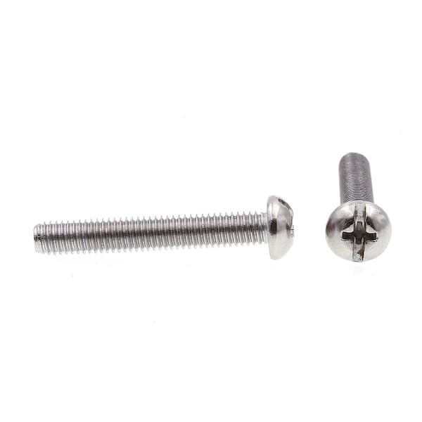 Prime-Line #10-32 x 1-1/4 in. Grade 18-8 Stainless Steel Phillips/Slotted  Combination Drive Round Head Machine Screws (100-Pack) 9004329 The Home  Depot