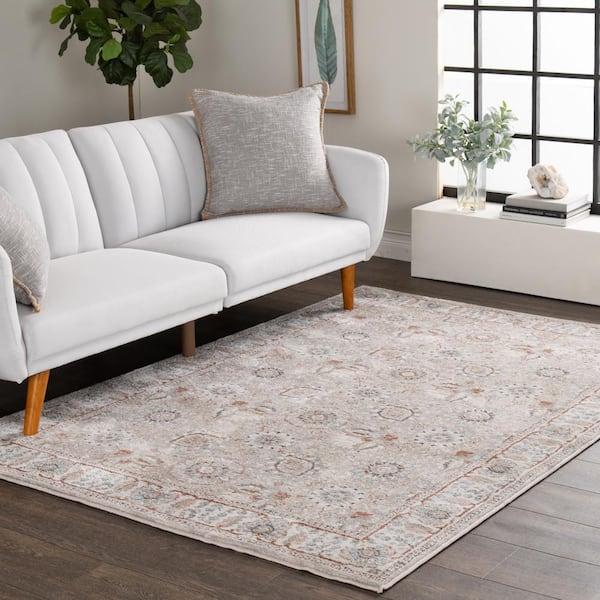 Reynell Gray 10 ft. x 13 ft. Floral Area Rug