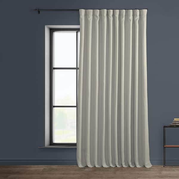 Exclusive Fabrics & Furnishings Birch Ivory Faux Linen Extra Wide Room Darkening Curtain - 100 in. W X 84 in. L (1 Panel)