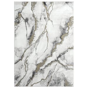 Luna Grey 7.9 ft. x 10.2 ft. Abstract Polyester Area Rug