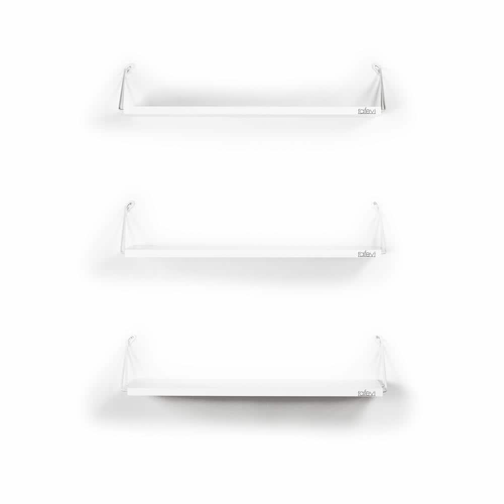 24 in. W x 5 in. D White Decorative Wall Shelf Rustic Floating Triple Mount