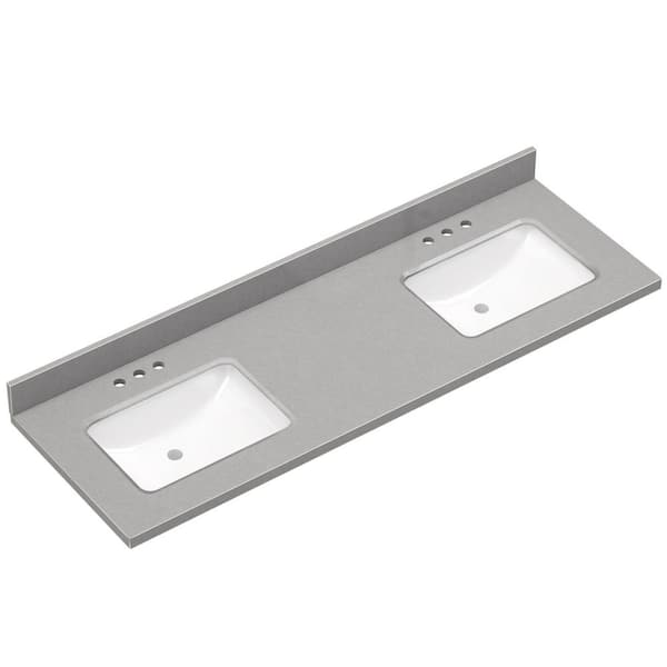 Zeafive 72 in. W x 22 in. D Engineered Stone Marble White