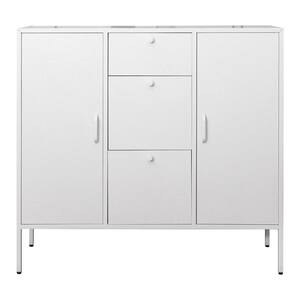 Stanic White Metal Storage Cabinet With 2-Door, 3-Drawer