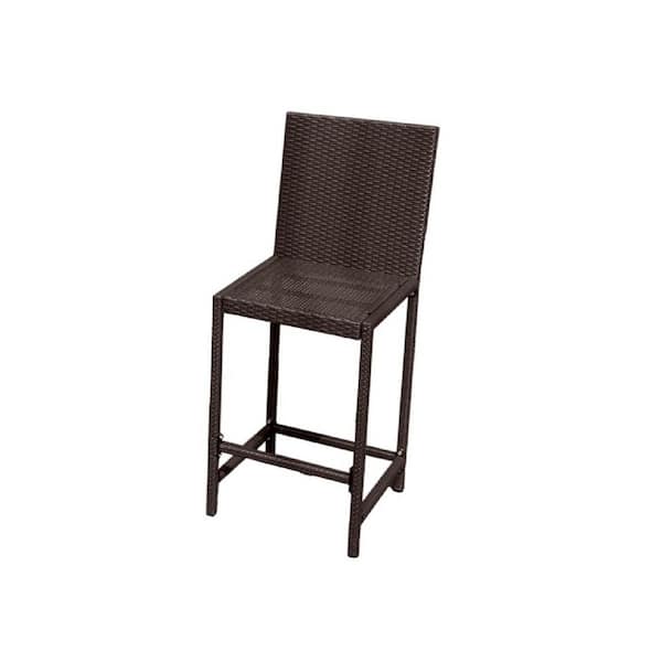 Hiland Resin Wicker Outdoor Bar Stool in Brown (2-Pack)
