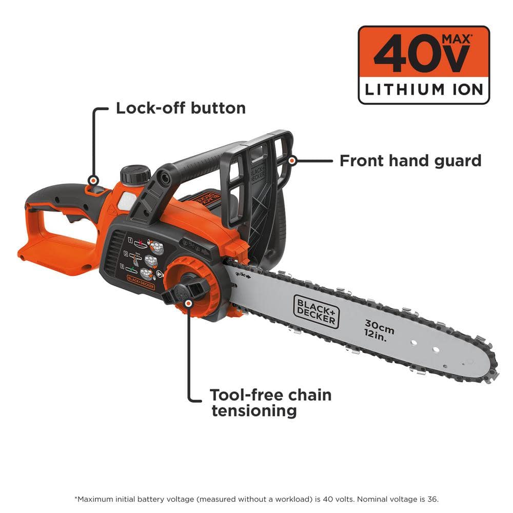 12-Inch Orange and Black Electric Chainsaw with Safety Chain
