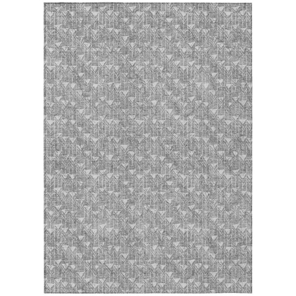 Gray 10 ft. x 14 ft. Geometric Indoor / Outdoor Area Rug