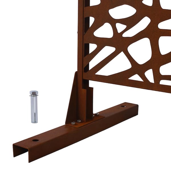 76 in. H x 48 in. W Freestanding Metal Privacy Screen in Rusty, Stylish Outdoor and Indoor Privacy Fence Panels