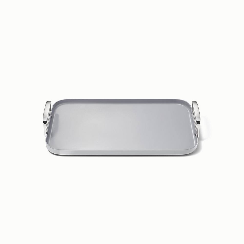 CARAWAY HOME Square 11 .5 in. Ceramic Nonstick Double Burner Skillet in Gray