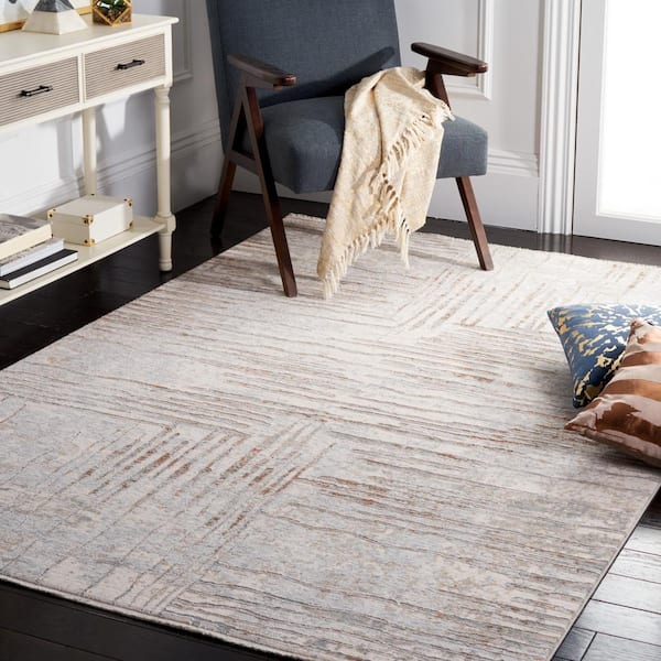 Marmara Beige/Blue Rust 4 ft. x 6 ft. Striped Gradient Area Rug