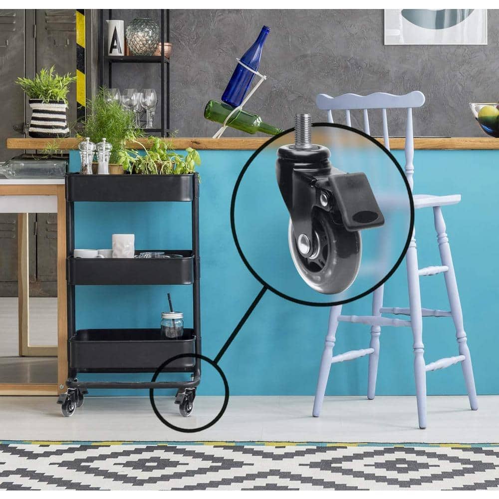 Slipstick 3-Inch Black and Clear Rubber Swivel Casters with Brake