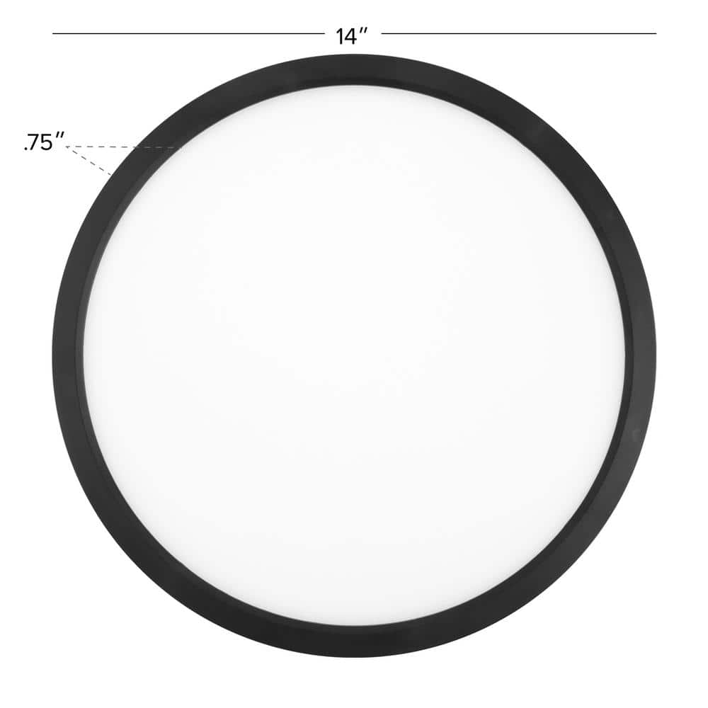 14-Inch Black Aluminum Round LED Flush Mount Ceiling Light