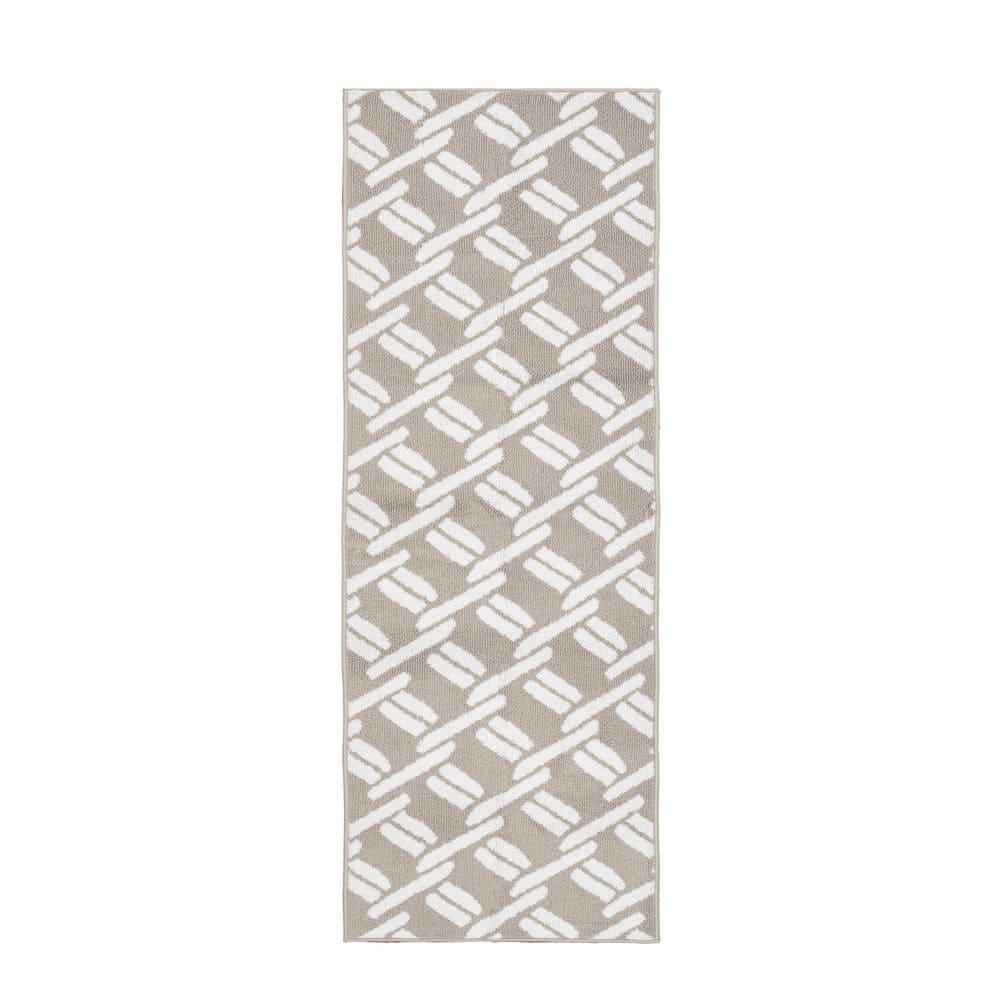 Tufted Light Grey and White 2 ft. 2 in. x 6 ft. Baize Chain Runner Rug