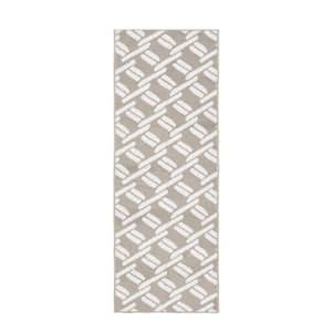 Tufted Light Grey and White 2 ft. 2 in. x 6 ft. Baize Chain Runner Rug