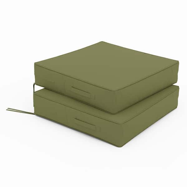Kimunuk 17 in. x 16 in. x 3 in. (2-Pack) Square Outdoor Patio Seating Repacement Lounge Chair Dining Seat Cushion Light Green