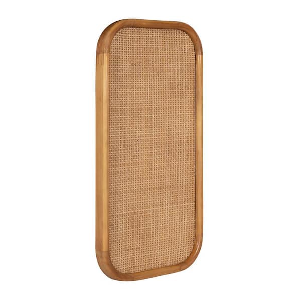 Planche 24 in. x 12 in. Rustic Brown Rattan Wood Framed Cork Memo Board