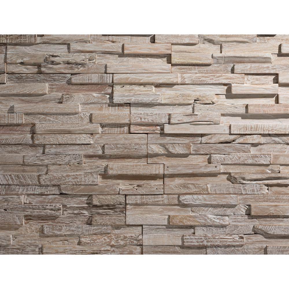 Teak Whitewash 3D Textured Interlocking Wall Panels