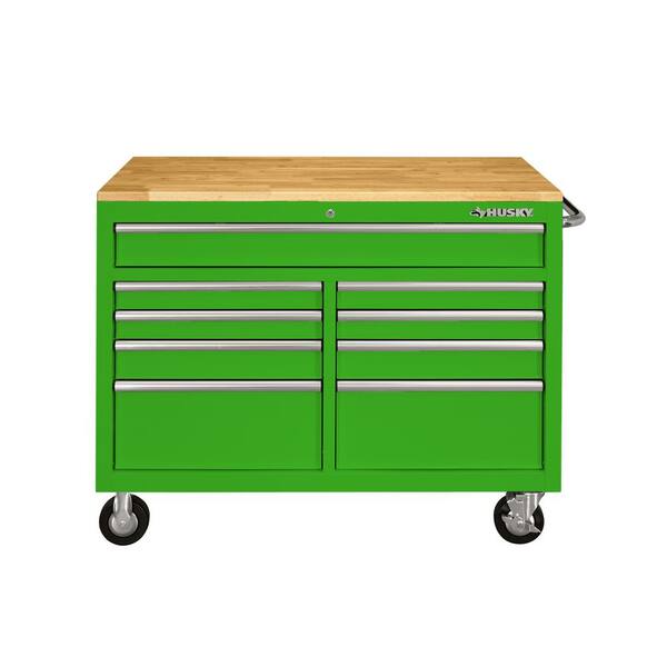Husky 46 in. W 24.5 in D 9-Drawer Mobile Workbench, Gloss Green  HOTC4609BG6M - The Home Depot