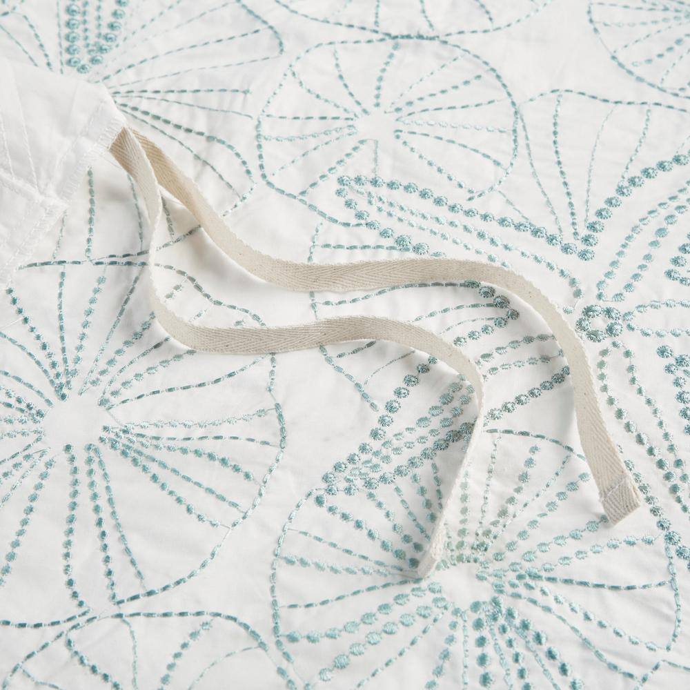 Maya Bay White and Seafoam Cotton Full/Queen Duvet Set