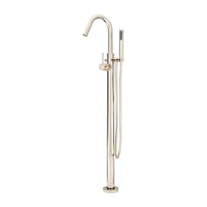 Modern Freestanding Roman Tub Trim Kit with Hand Shower in Polished Nickel