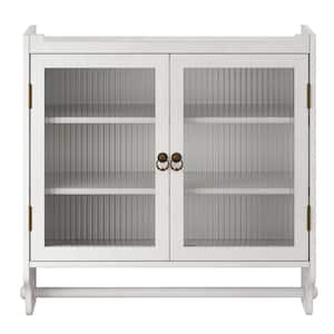 24.8 in. W x 7.08 in. D x 23.62 in. H Bathroom Storage Wall Cabinet in White with 2-Doors and Towel Rack