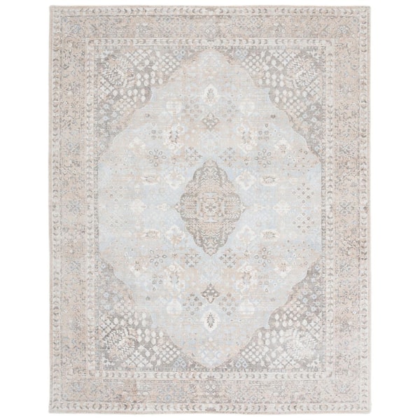 Restoration Vintage Beige/Sand 8 ft. x 10 ft. Ornate Border Area Rug
