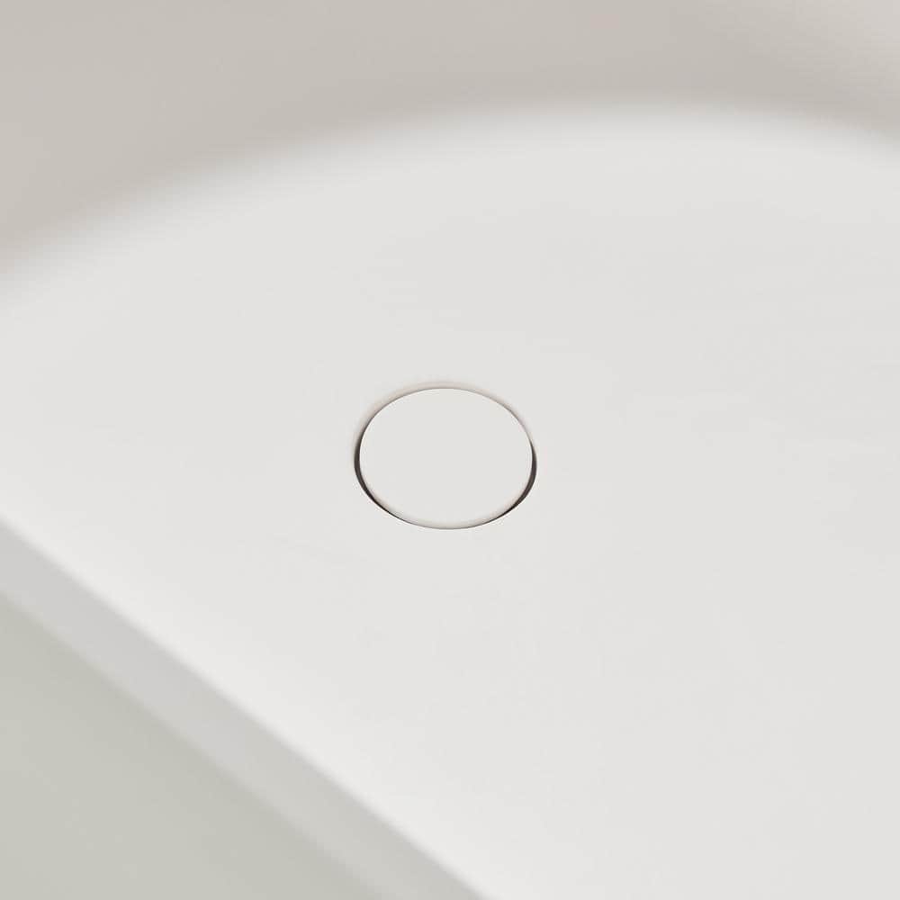 59" Glossy White Stone Resin Freestanding Soaking Bathtub