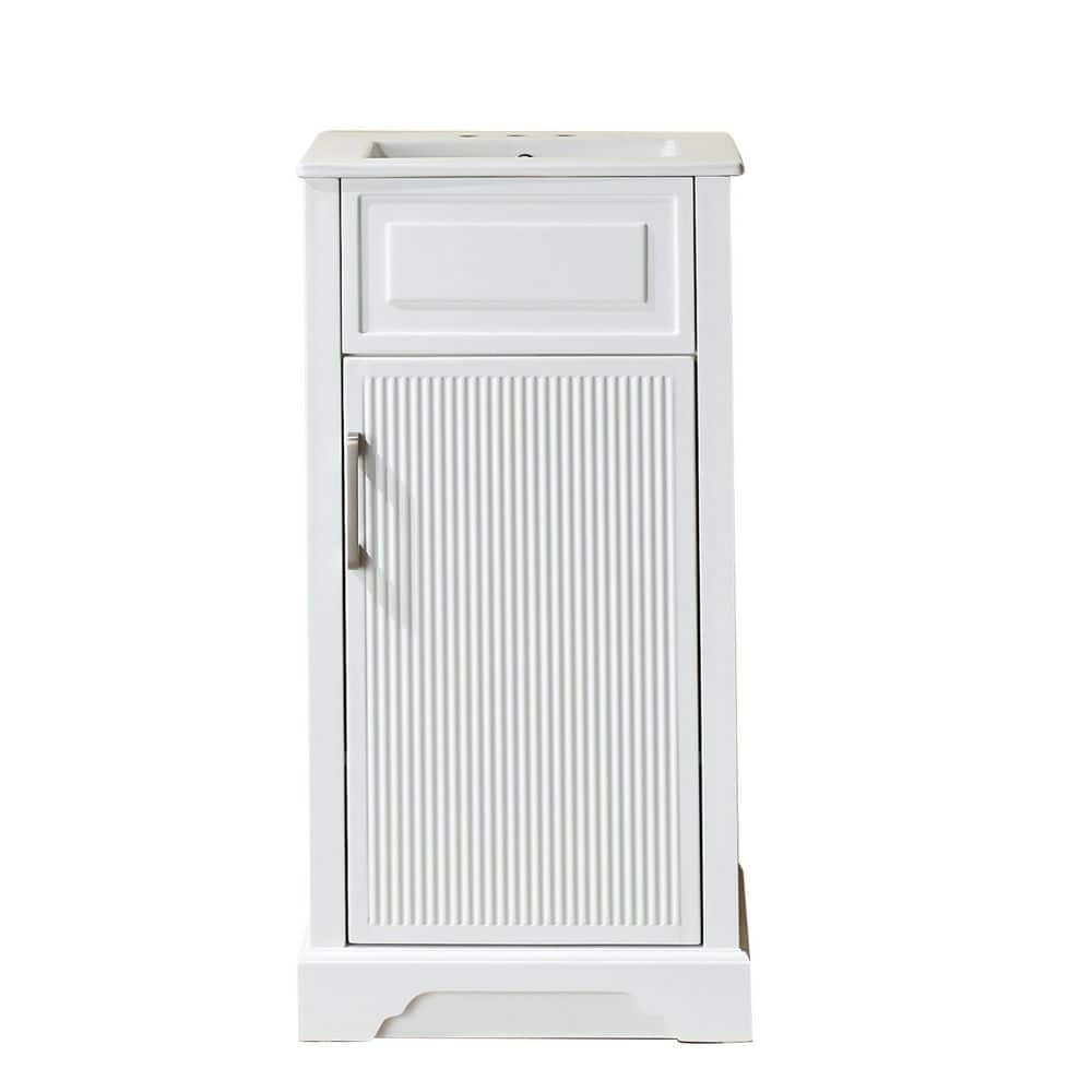 18 in. Solid Wood Freestanding Single Sink White Bath Vanity with Ceramic Top, Soft Close, Assembled price history on PriceWatchPro