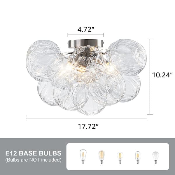 TinHon 18 in. Modern 3-Light Nickel Semi Flush Mount Ceiling Light