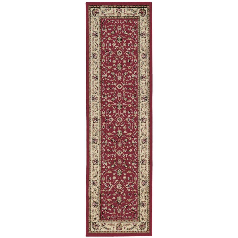 Como Red 2 ft. x 7 ft. Traditional Oriental Scroll Area Rug