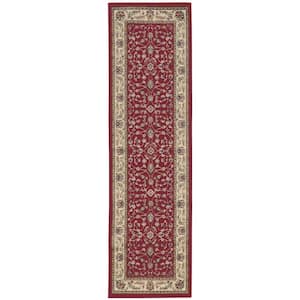Como Red 2 ft. x 7 ft. Traditional Oriental Scroll Area Rug
