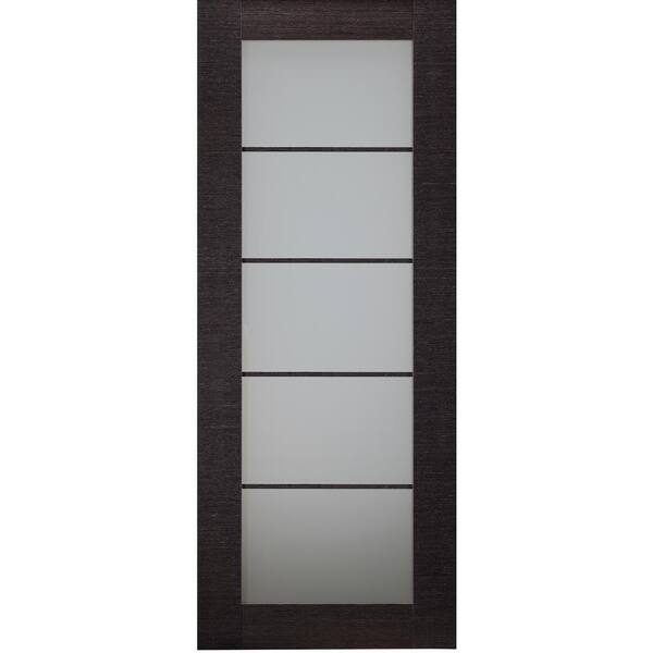 Belldinni Avanti 5-Lite 23,875" x 79,375" No Bore Full LiteFrosted Glass Black Apricot Finished Wood Composite Interior Door Slab