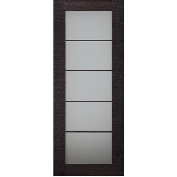 Belldinni Avanti 5-Lite 27,75" x 79,375" No Bore Full LiteFrosted Glass Black Apricot Finished Wood Composite Interior Door Slab