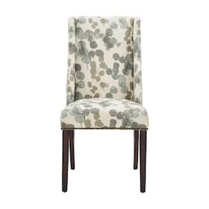Multi Leaf Print Fabric Wingback Dining Chairs (Set of 2)