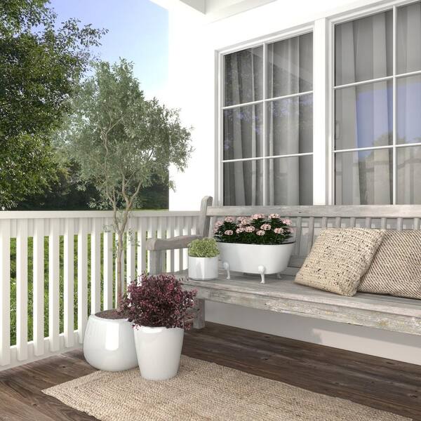 Litton Lane 20 in. Small White Metal Indoor Outdoor Bathtub