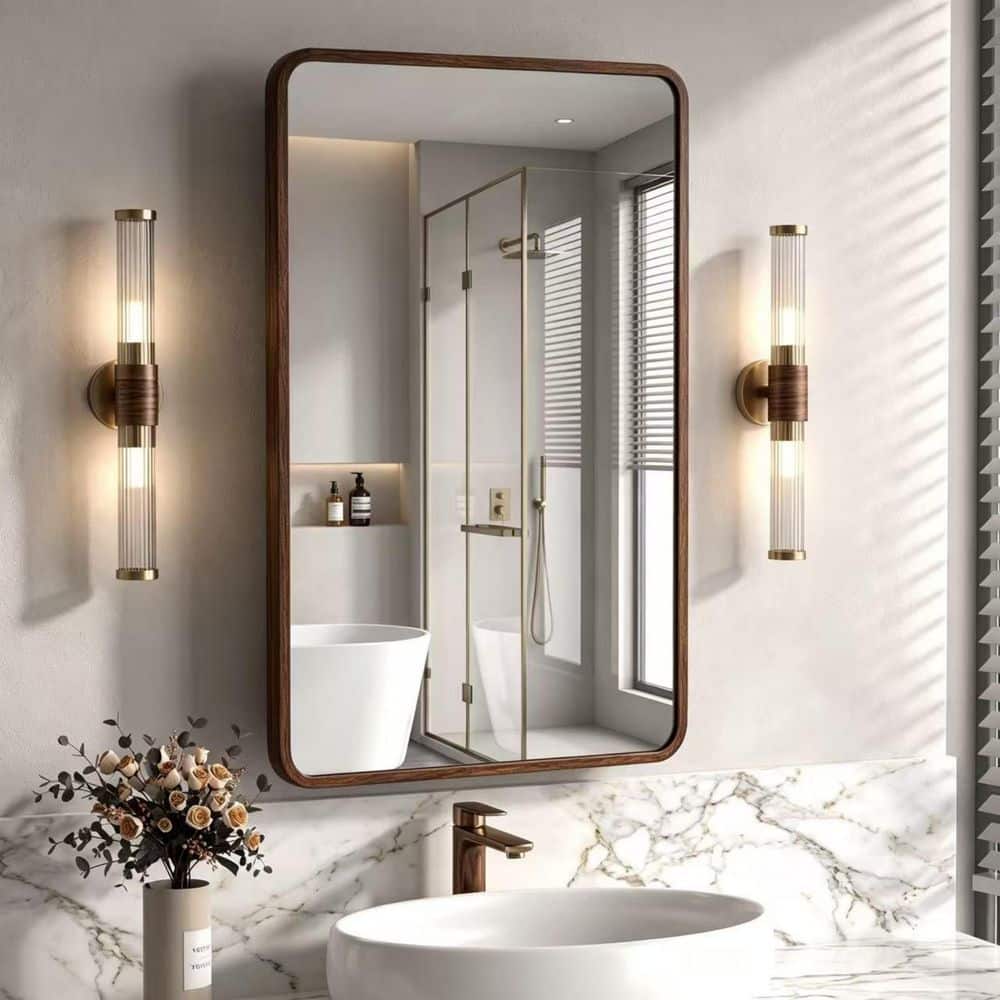 16 in. W x 26 in. H Recessed Rectangular Metal Framed Bathroom Medicine Cabinets with Mirror in Dark Brown price history on PriceWatchPro