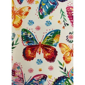 3x5 Rug  Butterfly Valley Flowers & Nature Kid Fun Creatures Girls Pink NEW 