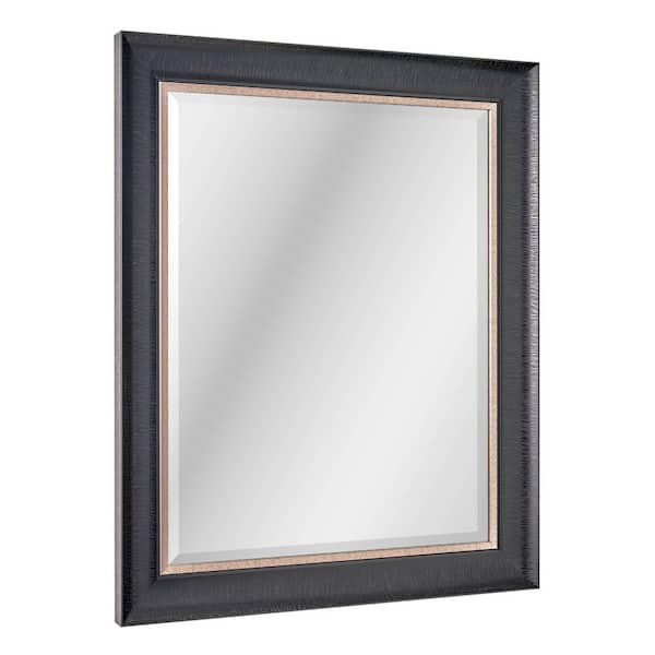 Deco Mirror Alderton 29 in. W x 35 in. H Framed Rectangular Beveled Edge Bathroom Vanity Mirror in Black/Silver