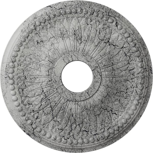 Ekena Millwork 1-1/2 in. x 18 in. x 18 in. Polyurethane Bailey Ceiling Medallion, Ultra Pure White Crackle