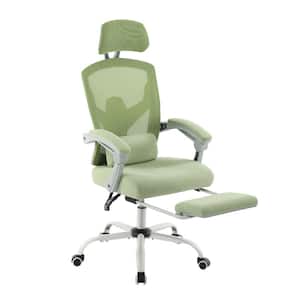 Mesh High Back Ergonomic Computer Office Chair in Green with Lumbar Pillow and Retractable Footrest