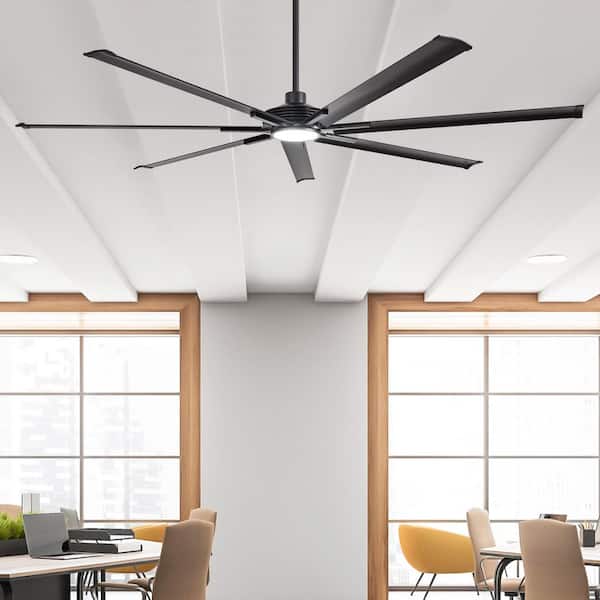 84 in. Indoor/Outdoor Integrated LED Industrial Matte Black DC Motor Ceiling Fan with Light and Remote Control