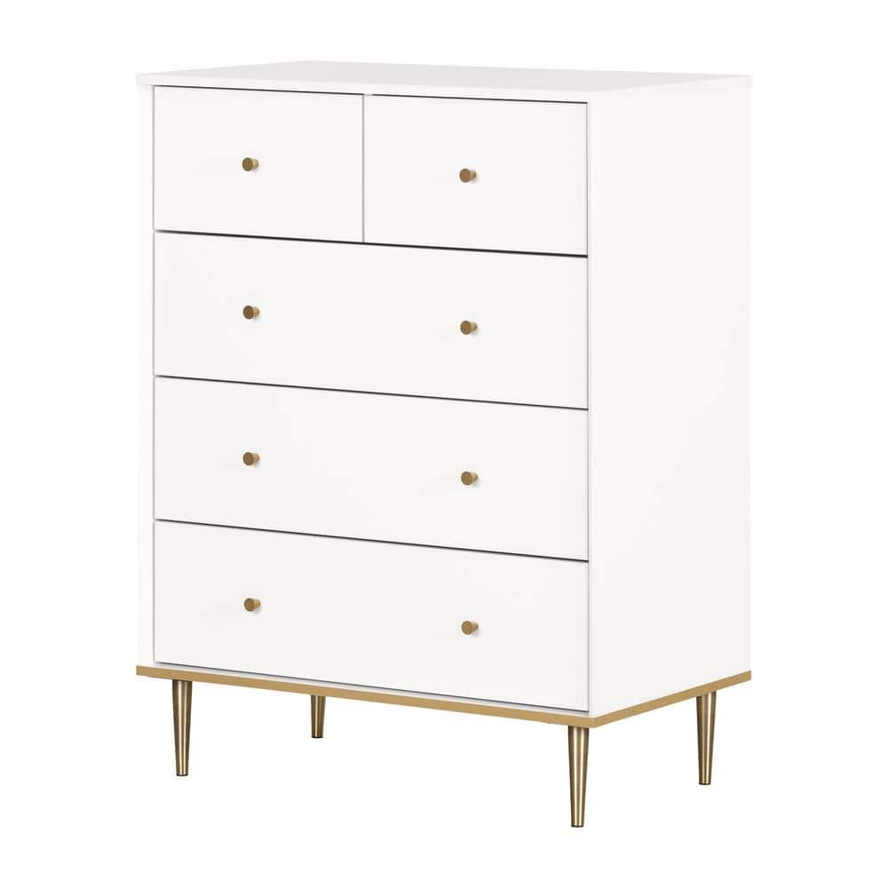 Dylane Pure White 33 in. 5-Drawer Dresser