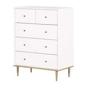 Dylane Pure White 33 in. 5-Drawer Dresser