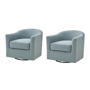 Catalina Blue Contemporary Upholstered Swivel Barrel Chair Set of 2