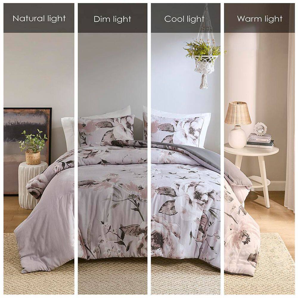 Lilac Floral Cotton Full/Queen Duvet Cover Set